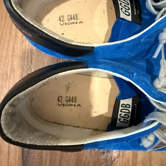 Golden Goose Blue Sneakers with Black Heel silver star rare color combo men’s - Picture 4 of 5